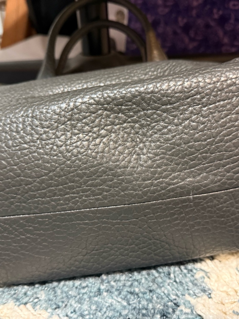 Coach Gray Leather Satchel with Pink Tassel Accents - Picture 7 of 8